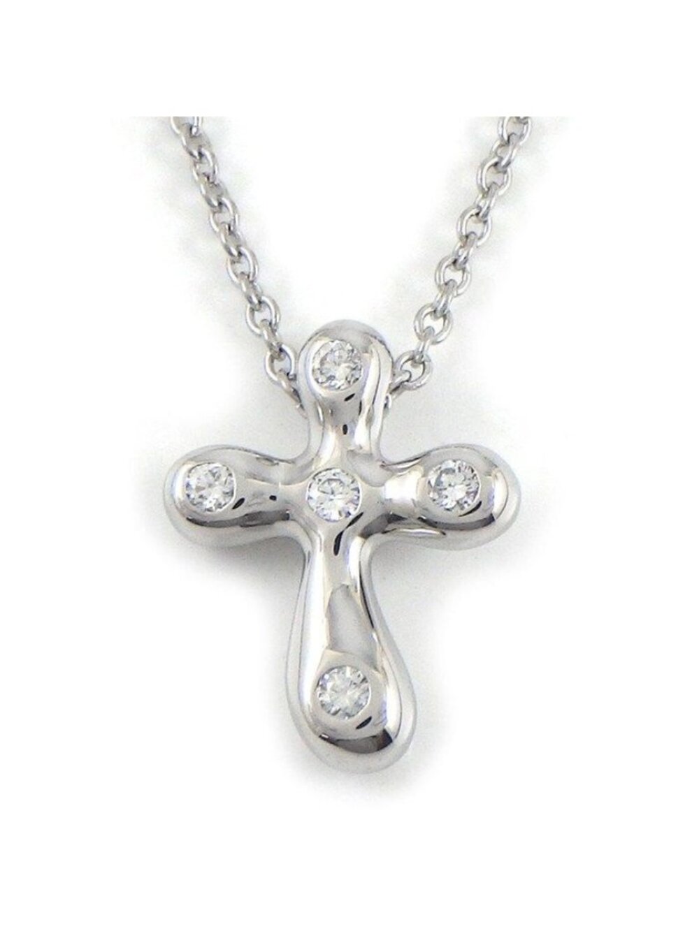Tiffany & Co Necklace Small Cross Dots Mini 5 Points Diamond